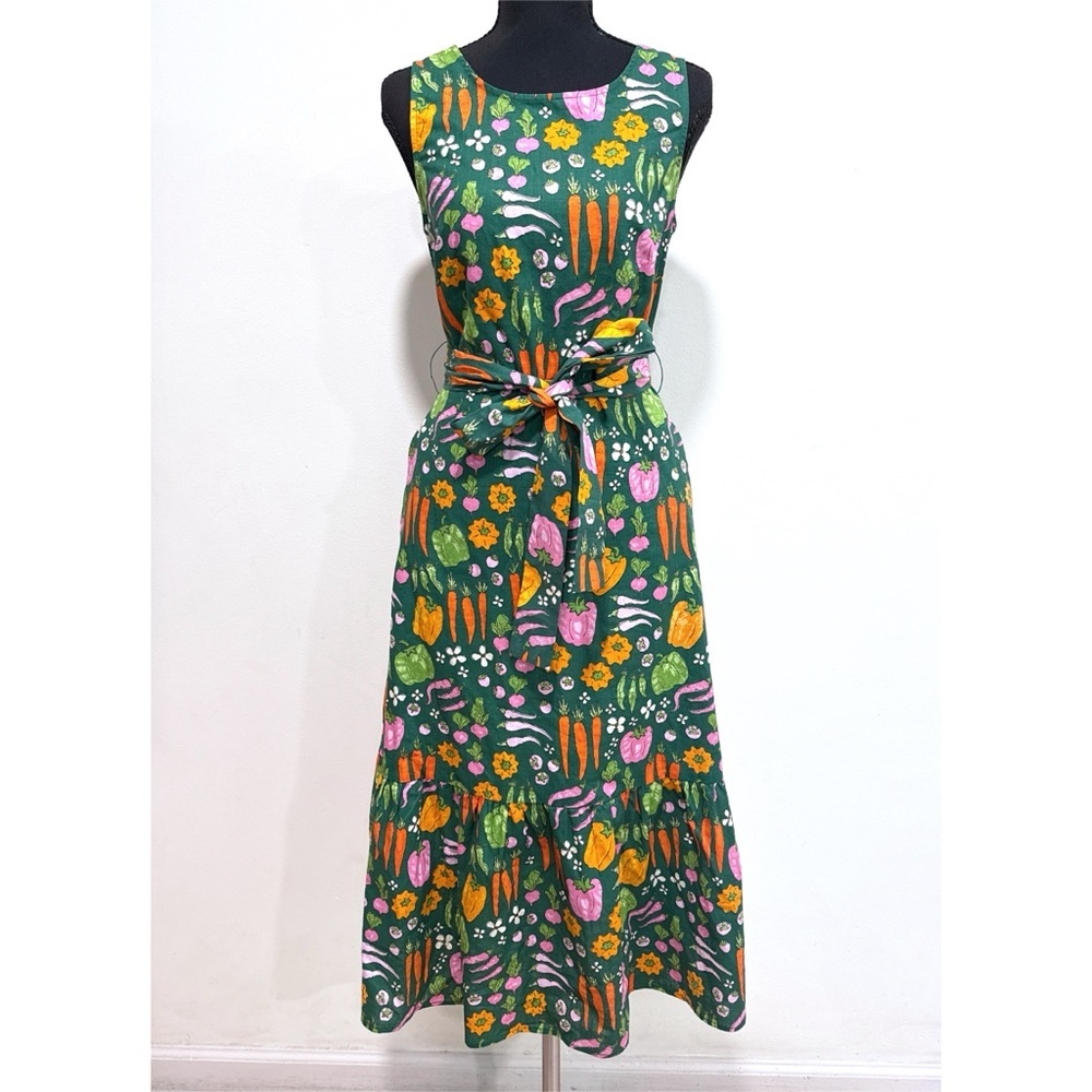 NWT Princess Highway Veggies Patch Garden Carrots Bellpepper Print Midi Dress 4​ - Picture 4 of 12